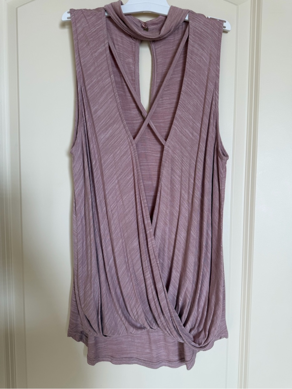 Lush Dusty Mauve Draped Surplice Tank